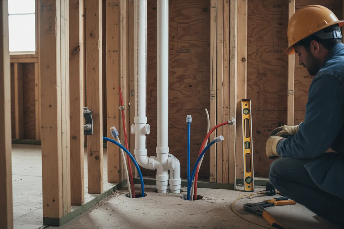 Drain and supply rough-in during Drain Cleaning in Quecreek