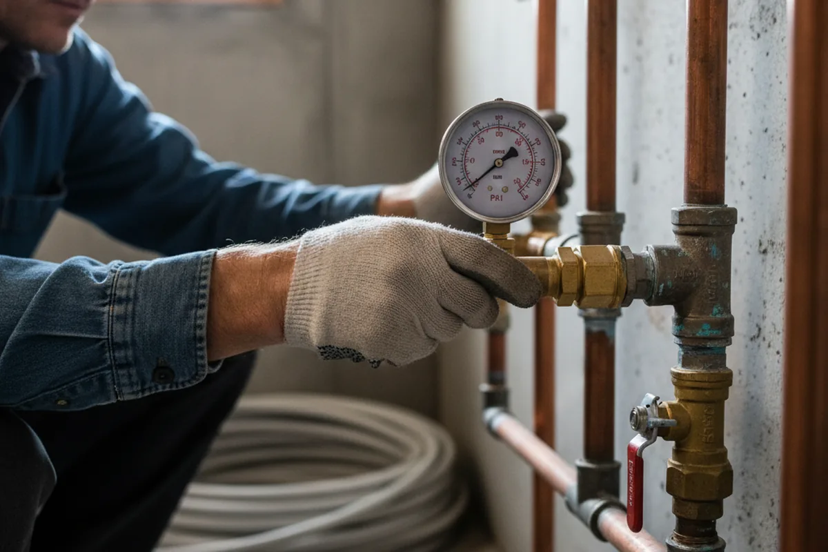 Pressure testing a repaired line during Water Line Repair in Quecreek